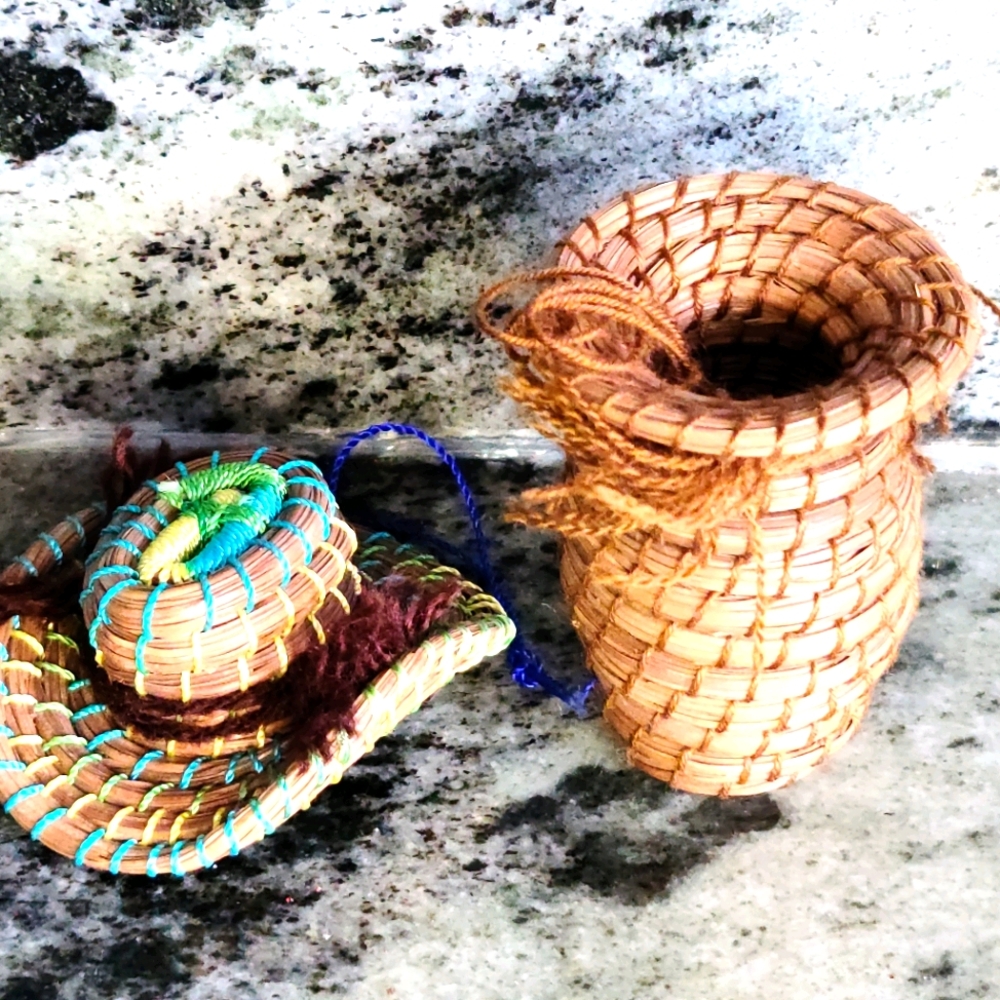 🌵Cute Boho Wicker Mini Hat and Basket